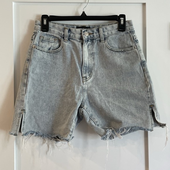 PrettyLittleThing Pants - PLT Pretty little thing womens High Waisted stretchy JEAN shorts DENIM UK 8 US 4